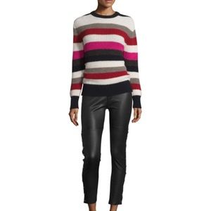 SOLD : Iro multicolor stripe sweater black grey red pink size S